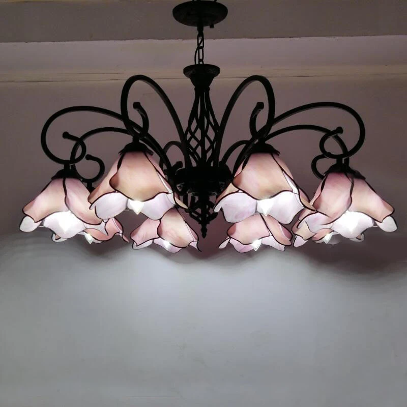 Tiffany European Living Room Pendant Lamp Mediterranean Sea Creative Color Glass restaurant Bedroom Hotel Chandelier