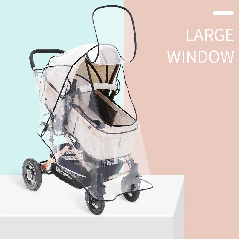 Universal Stroller Rain Cover, Weather Shield with Net for Baby Travel Windproof  Waterproof