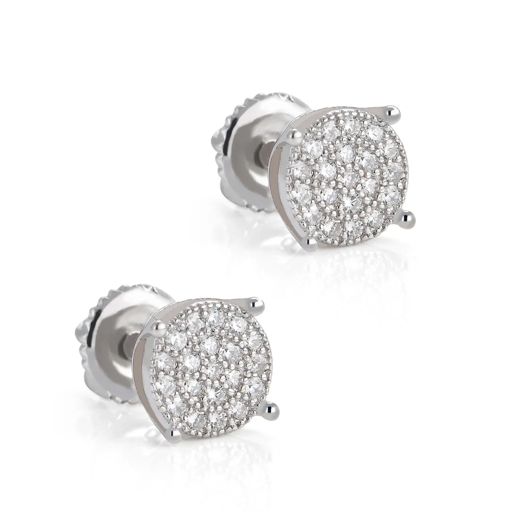Hip Hop Jewelry Men Earrings 7mm S925 silver CZ Diamond Sterling Silver Stud Earring For Women