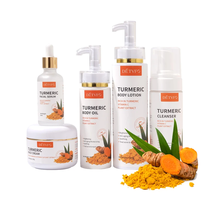 Private Label Skincare Products Face Care Natural Tumeric Facial Organic Turmeric Skin Care Set