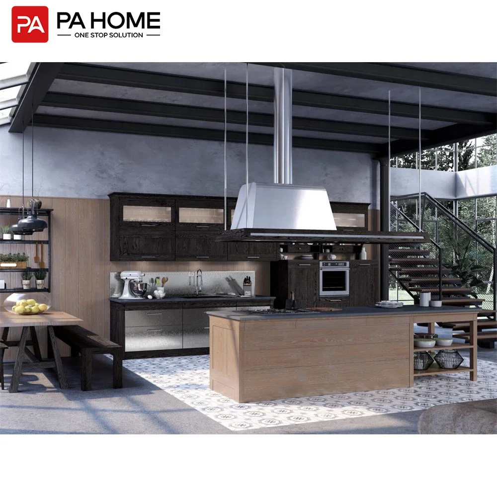 PINAI  grade decoration apartment modern island furniture set big kitchen cabinet island designs