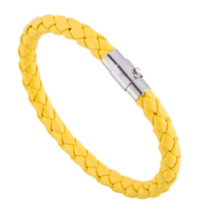 Simple Fashion Accessories PU Leather Buckle Clasps Lock leather Rope Magnetic Bracelet for Men and Women Unisex and Couple