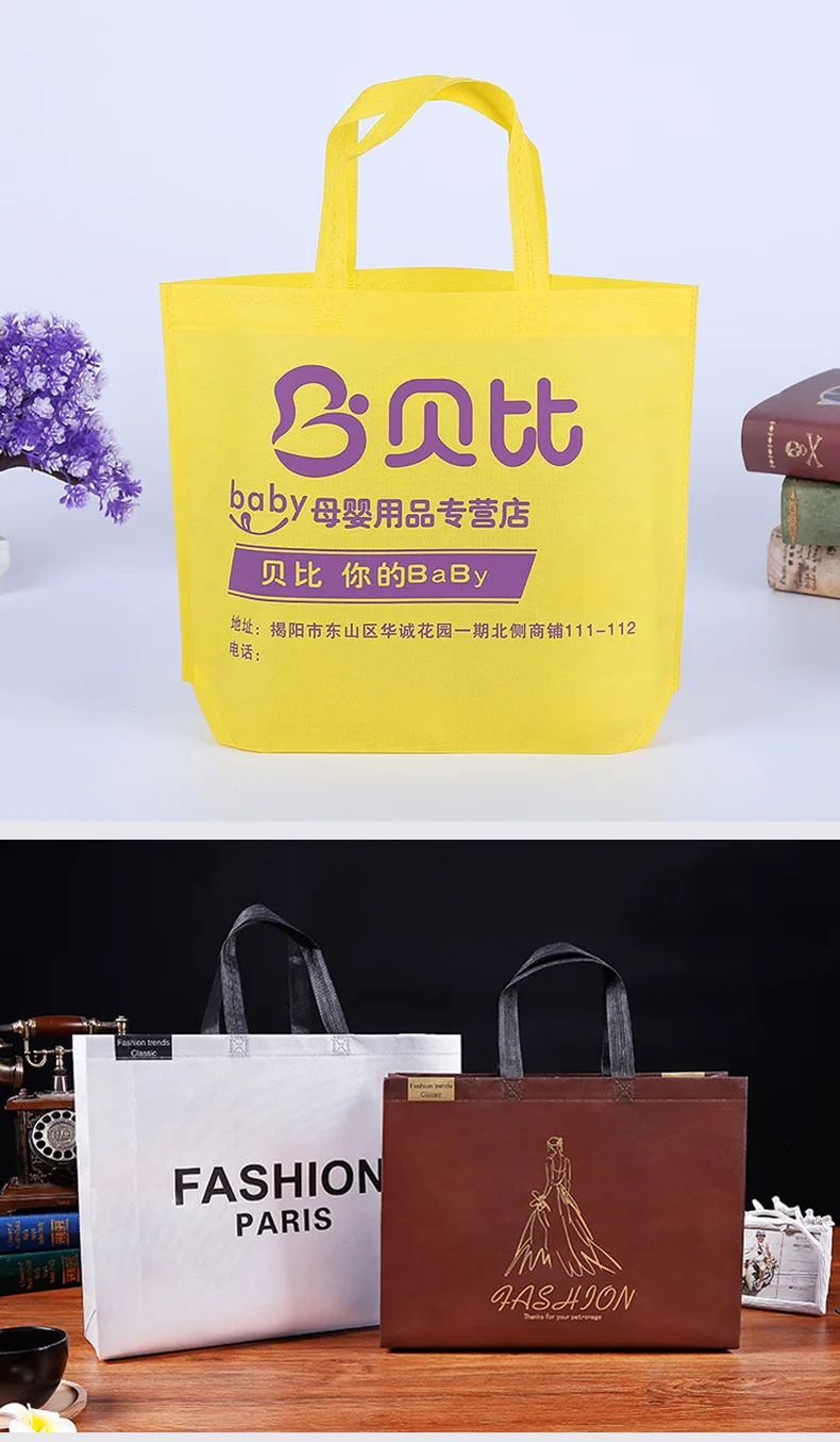 Custom Logo Eco Recyclable Shopping Spunbind Non Woven Tote Bag For Shopping Grocery Store