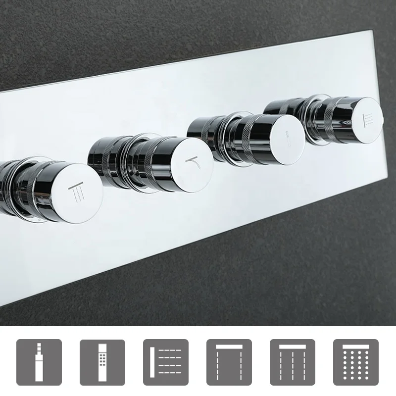 HIMARK luxury waterfall shower system bathroom ceiling mounted thermostatic shower faucet set