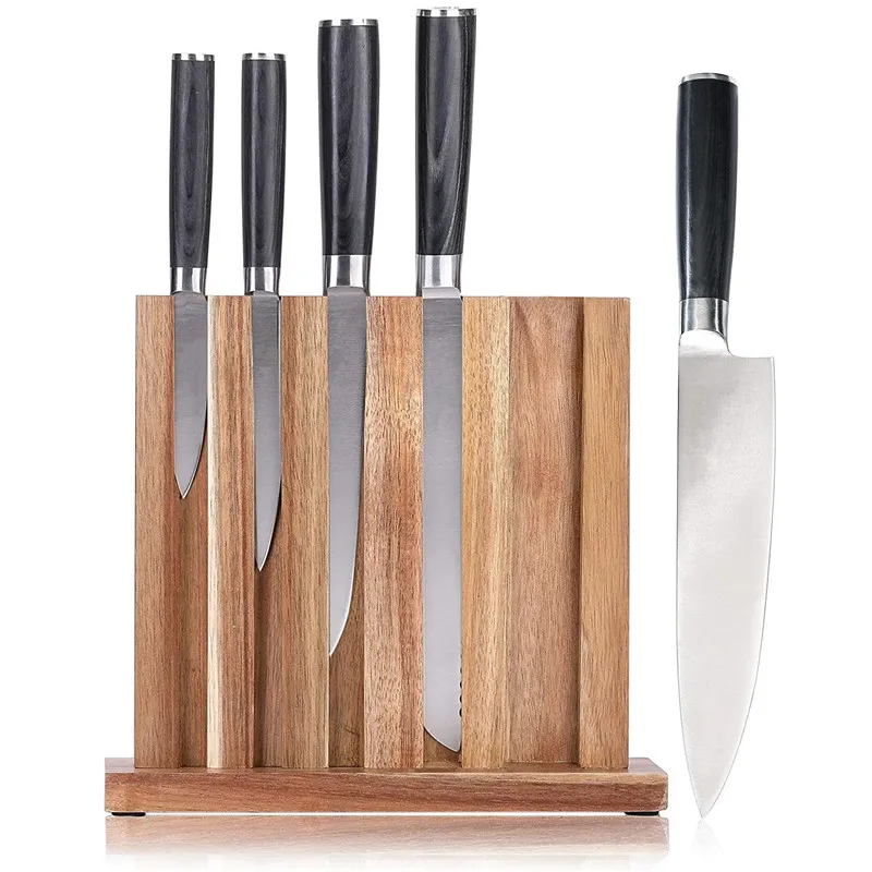 
7 Piece Wooden handle German Steel Knife Set with Knife Sharpening Steel & Scissors 