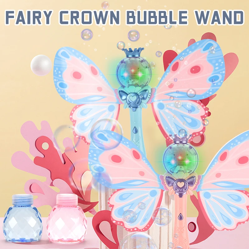 Hot Selling Outdoor children playing toys B/O Butterfly bubble wand for girls