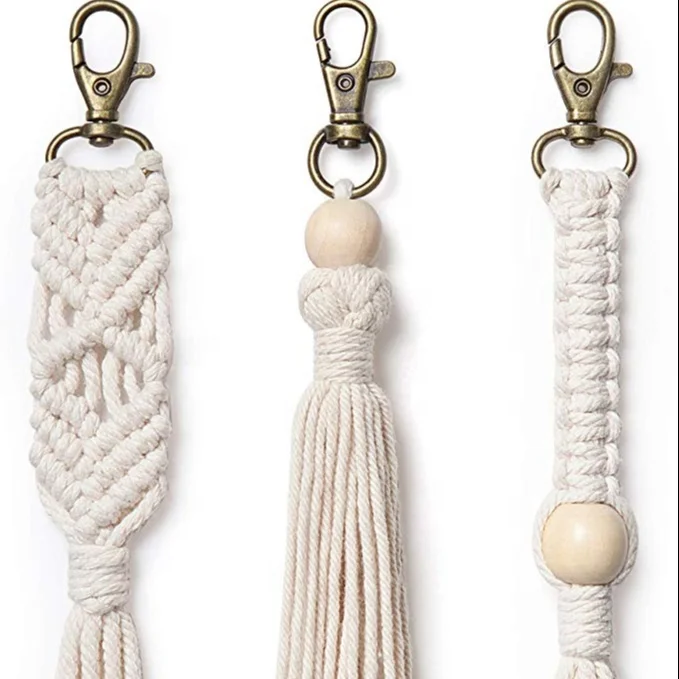Handmade Natural Design Macrame Key chain with Fringes
