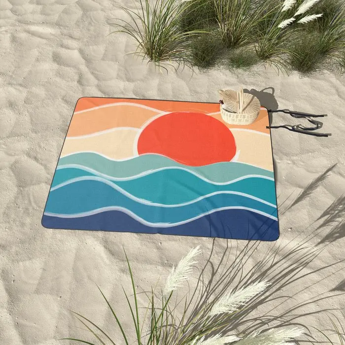Waterproof sand-proof foldable rectangular beach mat family picnic blanket