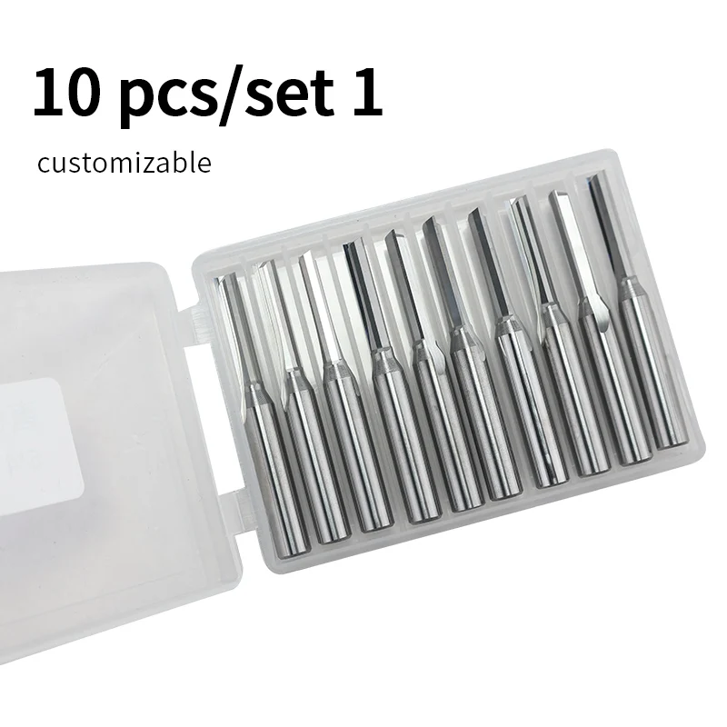 High speed steel  2 Flute straight Edge Router Bits for Wood cNc straight Engraving Cuters carbide Endmils Tools packet o 10