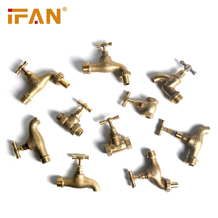IFAN Manufacturer OEM Brass Bibcock For Outdoor Faucet 1/2'-3/4' Brass Water Tap Full Size Durable Brass Bibcock
