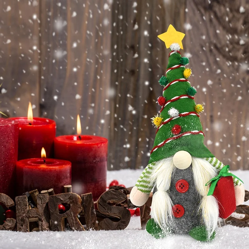 Adorable Christmas Gifts 2022 Set of 2 Christmas Plush Toy Striated Christmas Gnome with Gift Bag