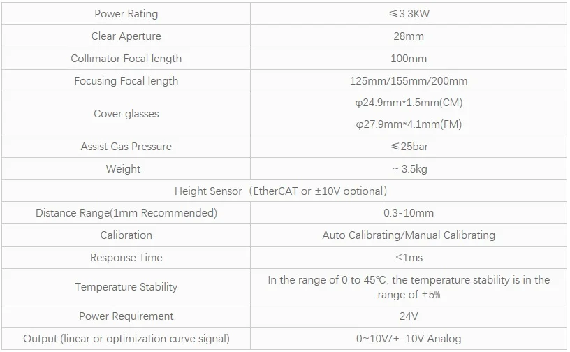 BT240S 2KW/3.3KW Laser Cutting Head for Laser Cutting Machine