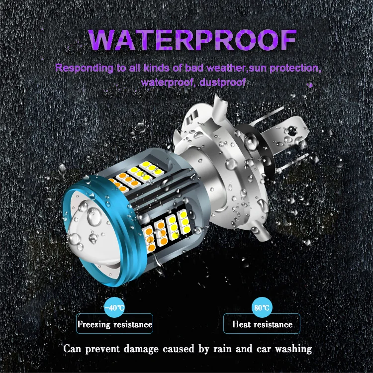 X-7SEVEN Modern Type BA20D H4 Flashing Motorcycle Projector Auto Lighting System H4 Bi LED Projector Lens With Angel Eye Light