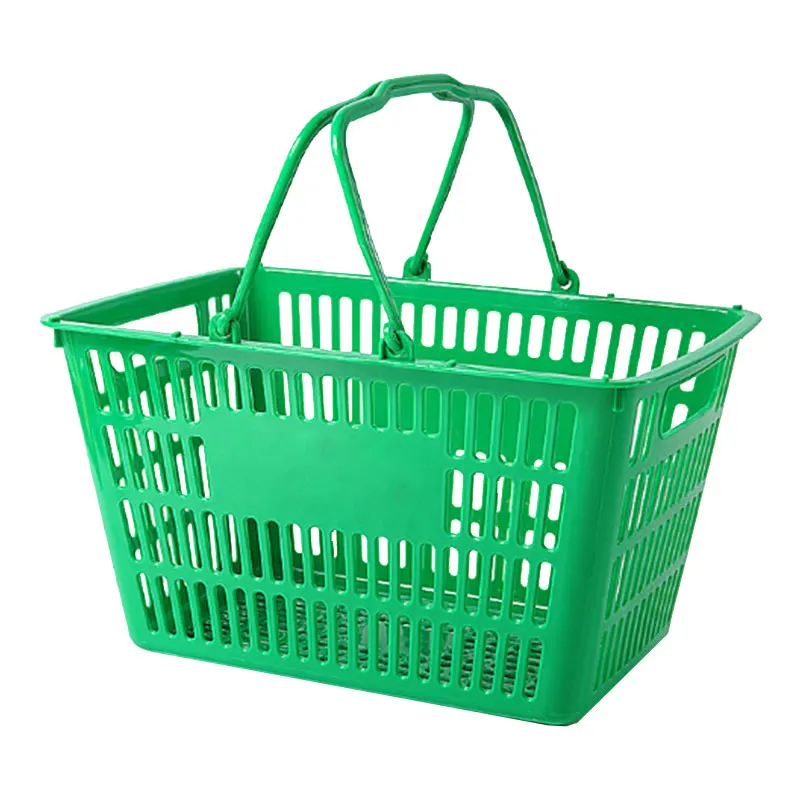 PP 28l Retail Two Handle Super Market Pink Shopping Hand Basket for Shopping