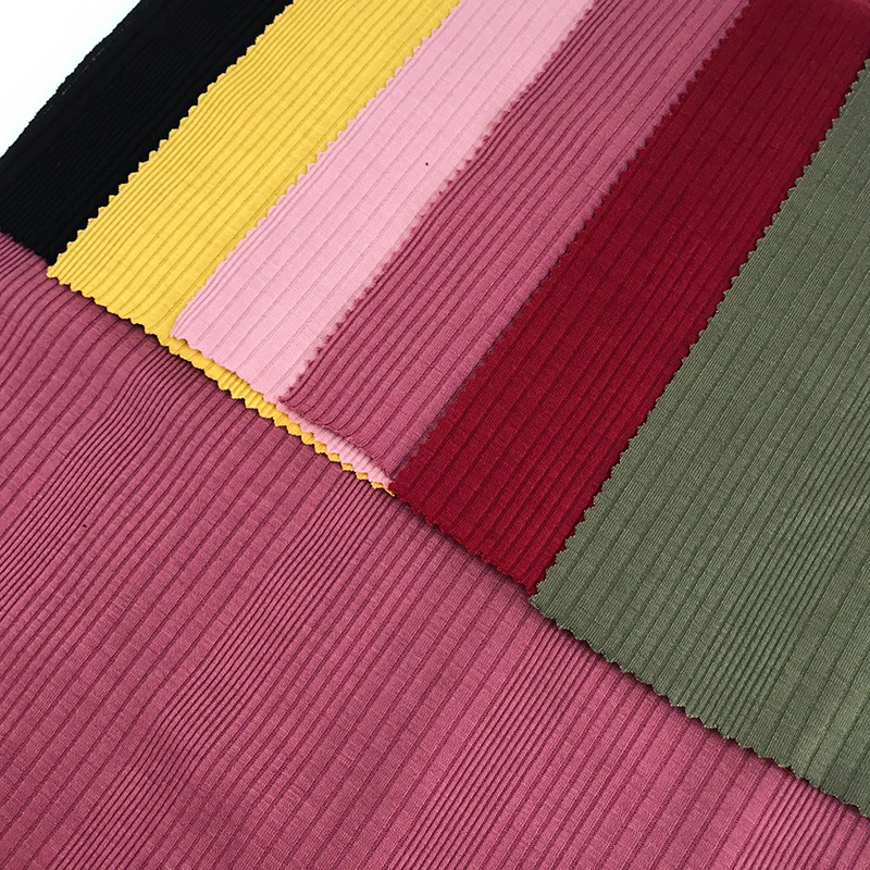 fashion fabric 95%polyester 5%spandex irregular rib fabric solid P/D knitted textile for winter