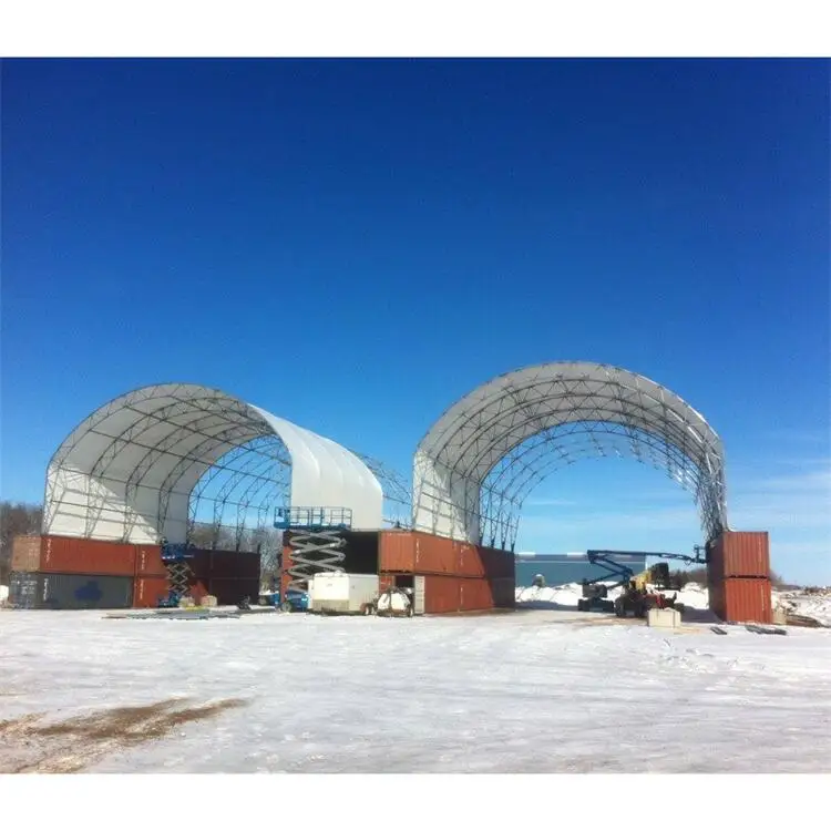 Hot galvanized steel shed frame all steel covered wagon storage shelter 20x40ft container shelter