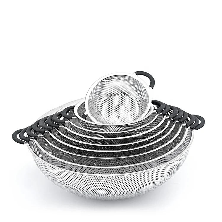 Stainless Steel Micro-Perforated Strainer Vegetable Basket Fruit Colander