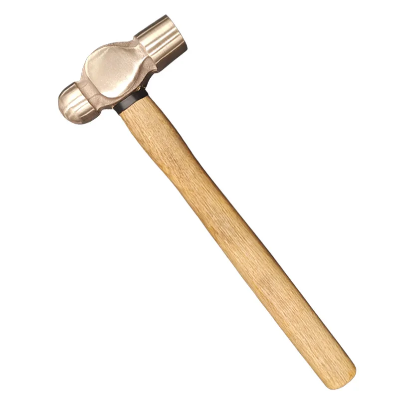 High quality explosion proof wooden handle ball peen brass hammer non sparking tools framing hammer demolition hammer china