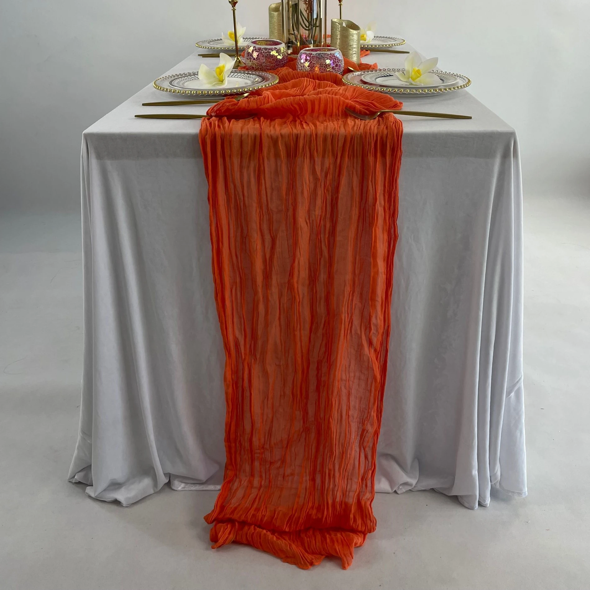 TR019 dining table runner with table runner organza cheesecloth table runner