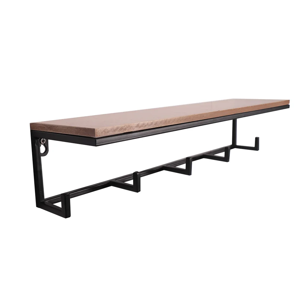 Wall Mounted Storage Shelves Floating Shelves Rustic Wood Wall Shelves With Black Metal Frame And Towel Rack