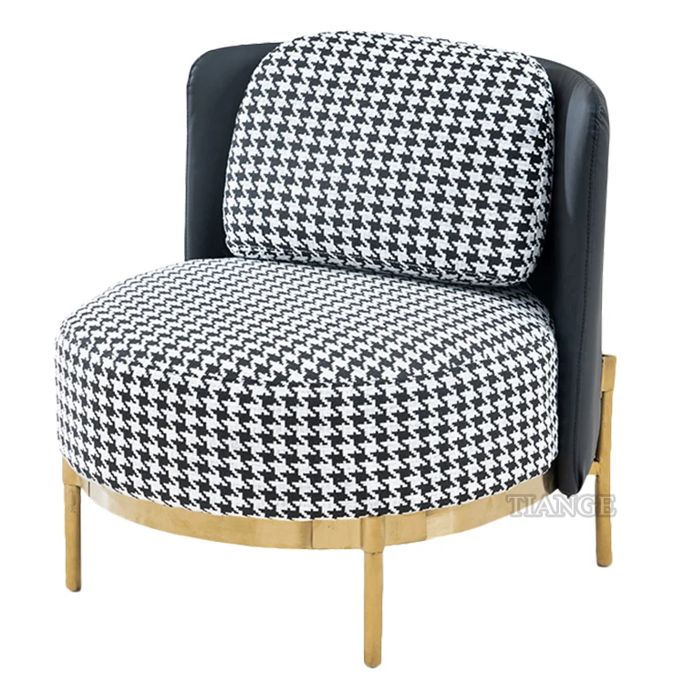 Italy modern design luxury Brass stainless steel TAPE CHAIR without armrest fabric PU leather home furniture deluxe accent chair