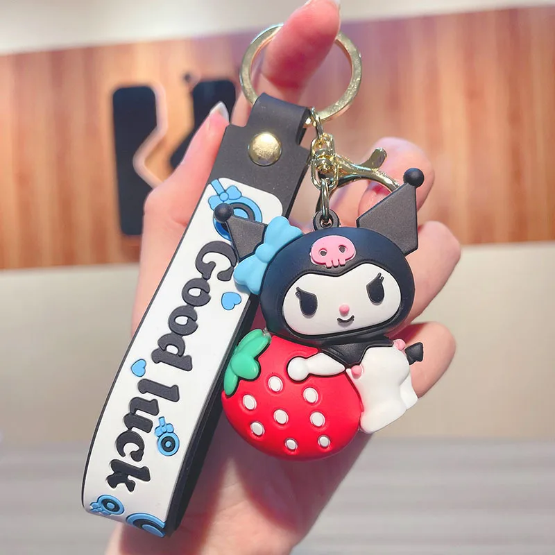 3D Strawberry Sanrio Keychain Pendant Kawaii My Melody Cinnamoroll Kuromi Creative PVC Keychain Sanrio Wholesale
