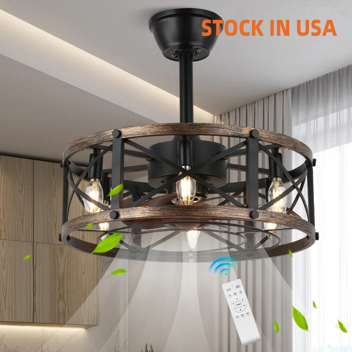 SLYNN Popular Design Nordic LED Ceiling Fan White Iron Cover Ceiling Recessed Fan with Light