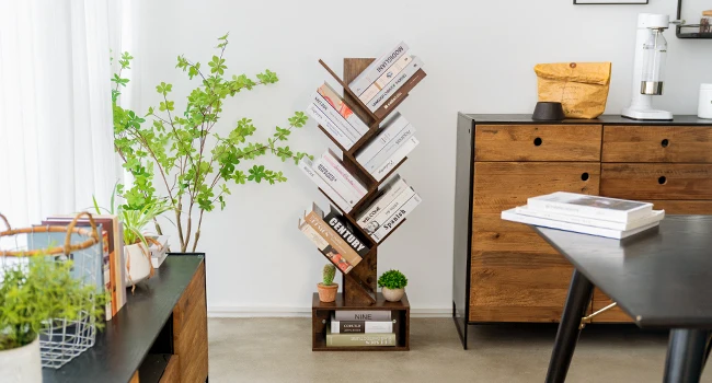 Buy Home Office Furniture Decoration Custom 9 Storey Tree Bookcase Wooden Bookcase With Drawers