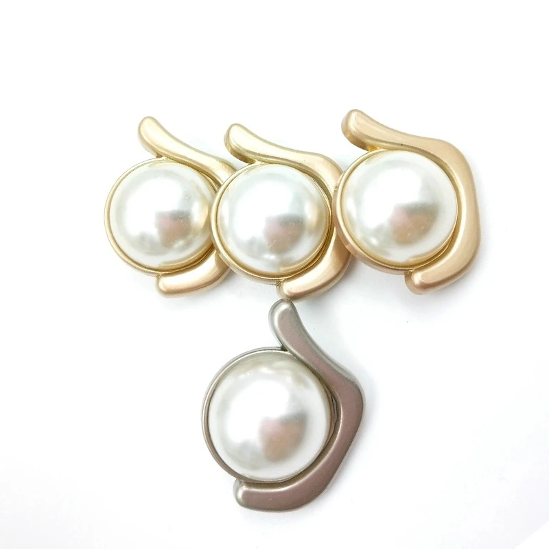 Multi Style Custom Shank Buttons Metal Alloy Golden Pearl Buttons For Clothes