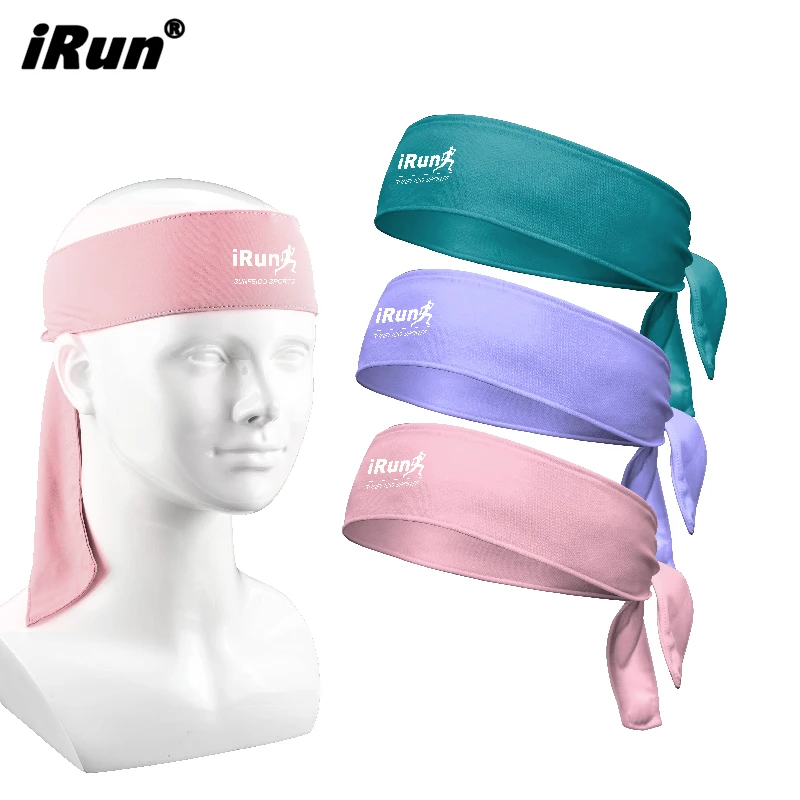 iRun Custom Printed Tie Headband Unisex Fabric Sweatband Moisture Wicking Tie Sport Head bands for Running Tennis Ninja Headband