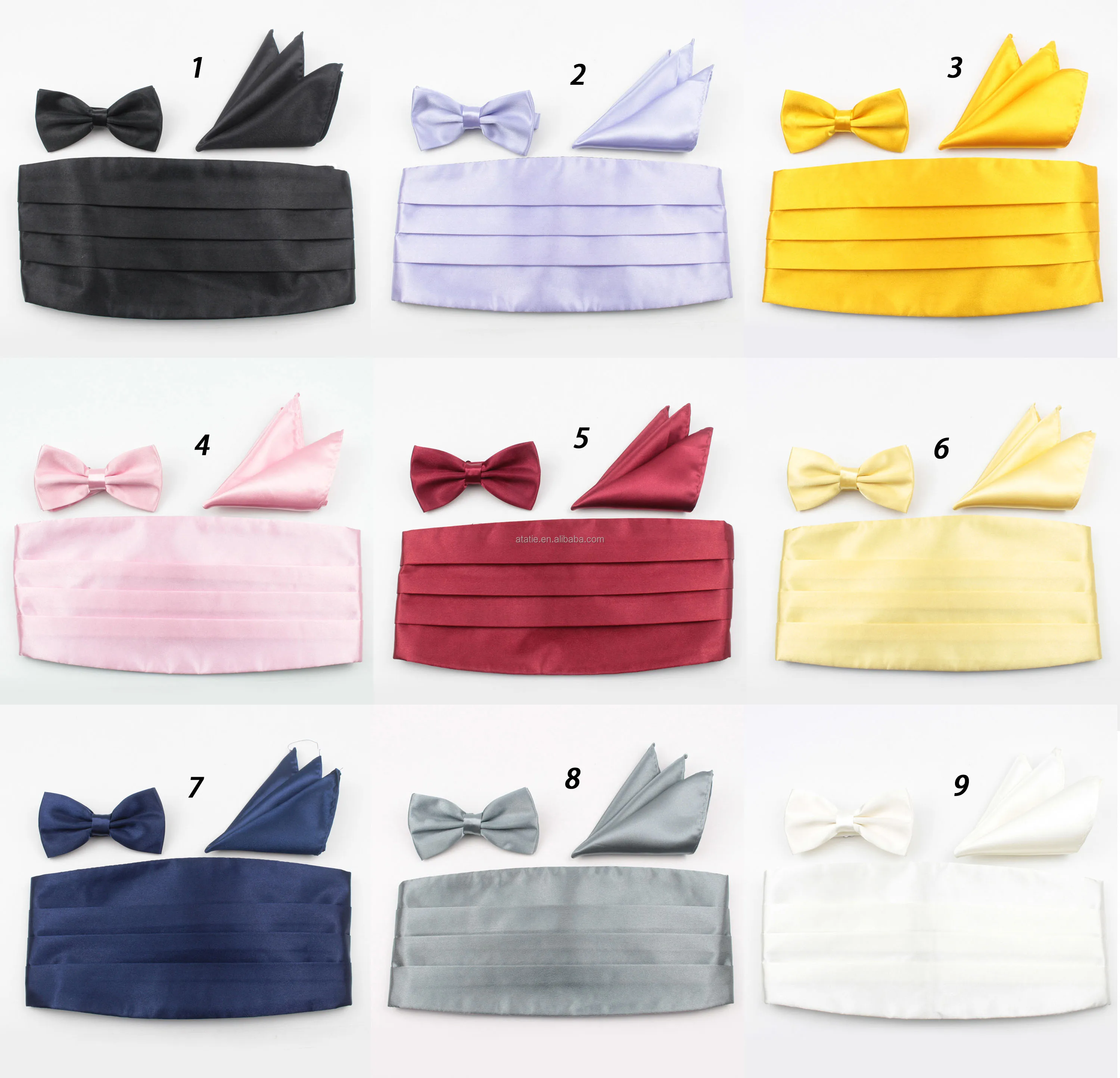 Wine Red 23 Solid Color Men Elastic Cummerbund Waist seal Bow Tie Set Pocket Square Formal Luxury Tuxedo Suit Accessories Gift