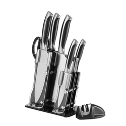 Nes Design Knives Blade Made Of High Carbon German Steel Chef Sharpener Kitchen Knife Set With Hollow Handle