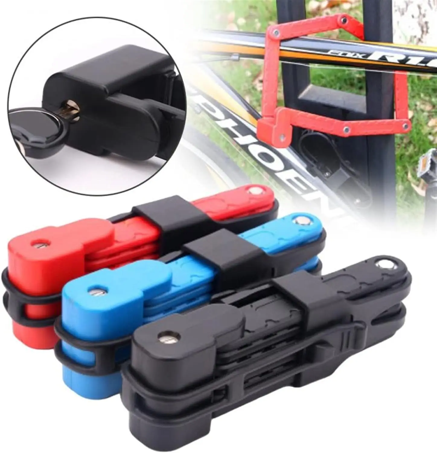 YH1098 Anti-theft mountain steel lock  fold-able  bike lock Bike  fold-able  lock