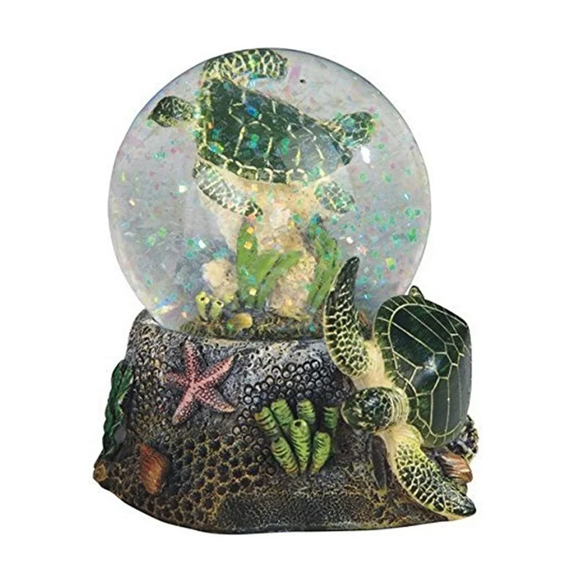 Ocean Life Beach Themed Gift Decor Figurine Snowglobe Handmade Crystal Water Ball Turtle Snow Globes