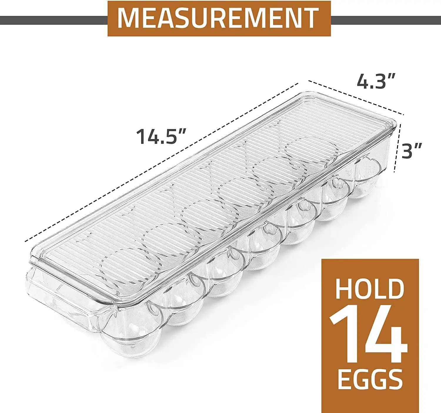 Hot Selling Home Use 14 Cell Tray Container Plastic Egg Cartons Storage Fridge Organizer Box For Chicken Eggs With Lid & Handle