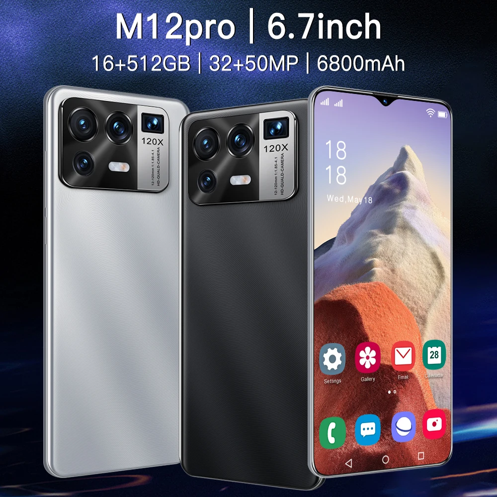 Global version Smartphone High quality M12 Pro Mobile Phones 4G 5G Network 512GB Original Unlocked Android Phone Android 11