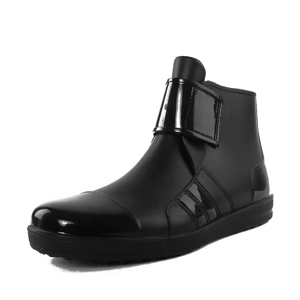 Непромокаемые сапоги для мужчин из ПВХ, для дождливой погоды обувь для девушек; Женские водонепроницаемые ботинки; Модная обувь без шнуровки, обувь без шнуровки, ботинки с открытой лодыжкой