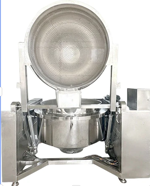 Automatic turnover basket discharge sandwich pot stainless steel large fully automatic braising pot