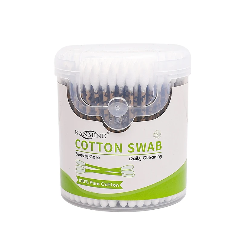 Cusp Circle Leopard Print Paper Stick Cotton Bud With Semi-Adjustable Cap for Crafting Precision Cleaning Tasks