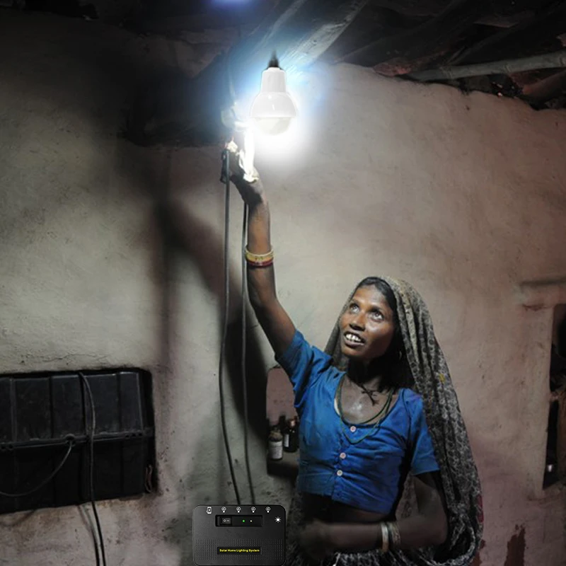 easy installation 8W rechargeable led home solar lighting kits 5200mAh Lithium battery with 4bulbs