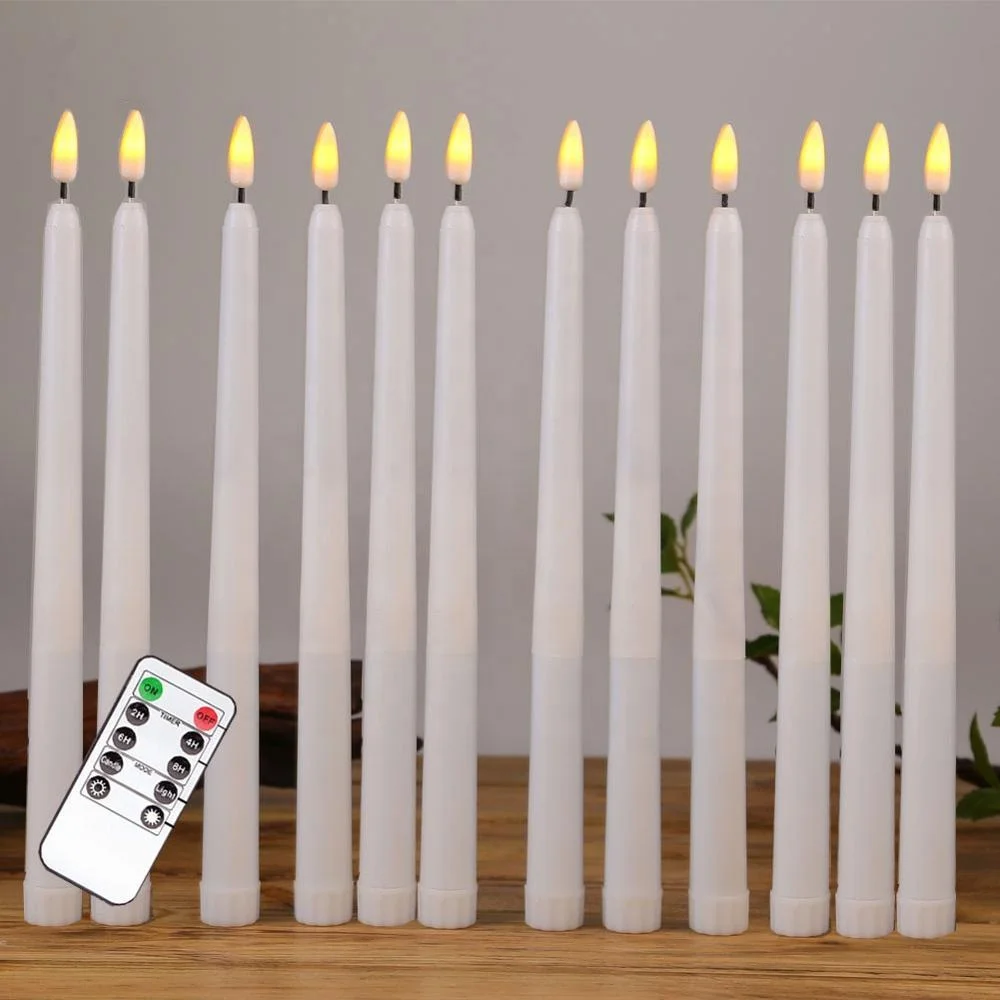 Moving Flame Flameless Tea Christmas Recharge Yellow Flickering Remote Candles Bougie Dinner Party Decoration Led Taper Light