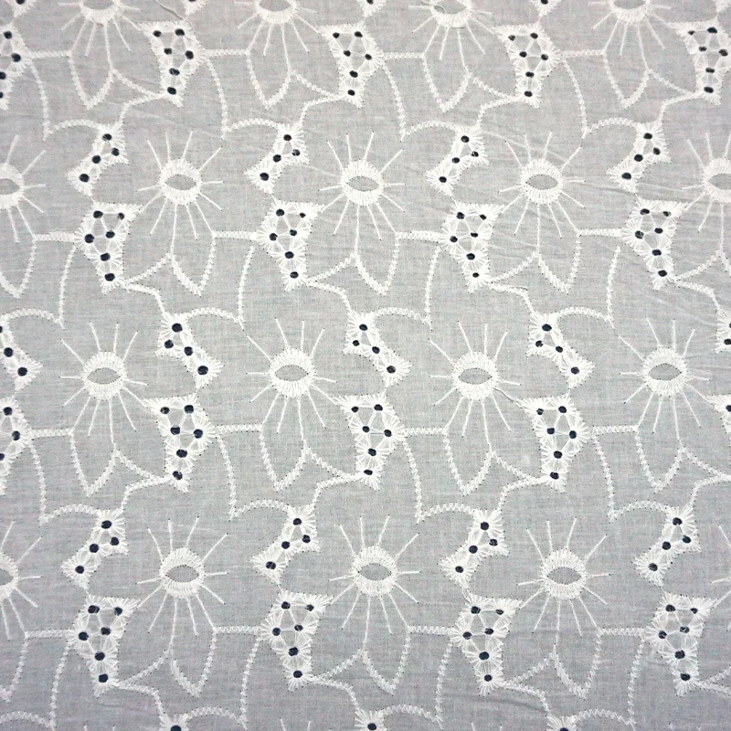 Pure Cotton Embroidered Cotton Cloth Lace Full-Scale Hollow Outdubai Fabric Embroidery