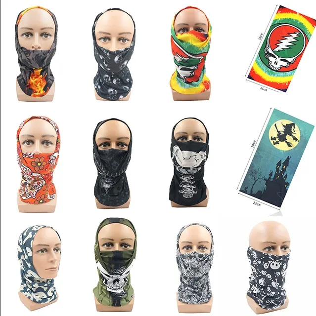 Manufacturer Neck Gaiter Pirate Scarf Elastic Balaclava Headbands Head Scarf Windproof Skull Head Wrap for Sports Neck Warmer