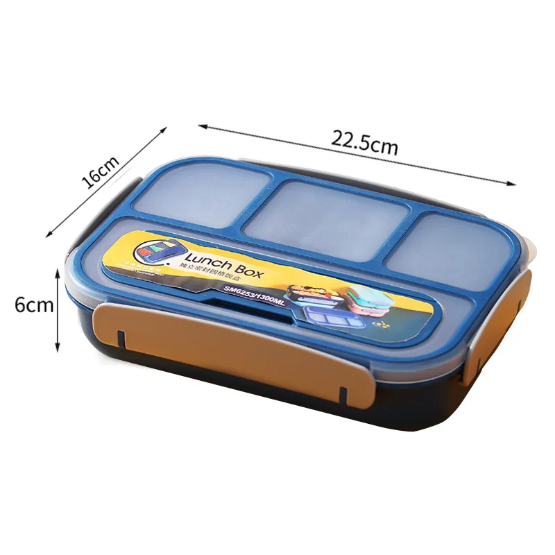 4 Compartment Plastic Office School Lunch Container with Spoon Lunch Box for Kids Bento Box