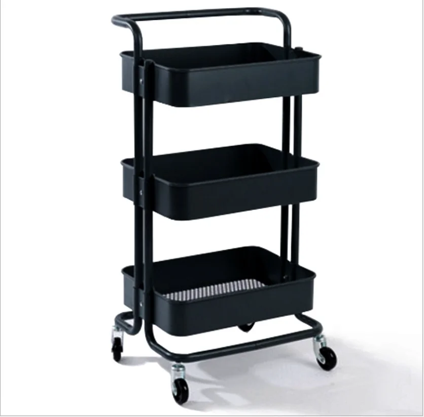 Zhenzhi Kitchen Bathroom Cart European Thickened Can Move 3-tier Utility Rolling Trolley Home Storage OEM Stainless Steel SGS