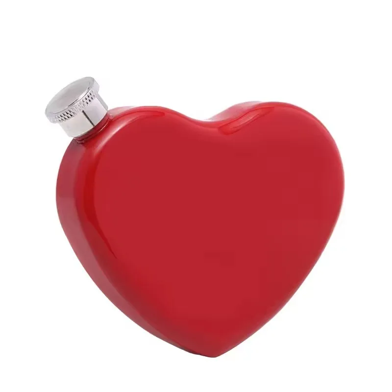 4oz 5oz 6oz Love Red Heart Shape Pocket Whisky Liquor Bottles Creative Small Flagon Hip Flask