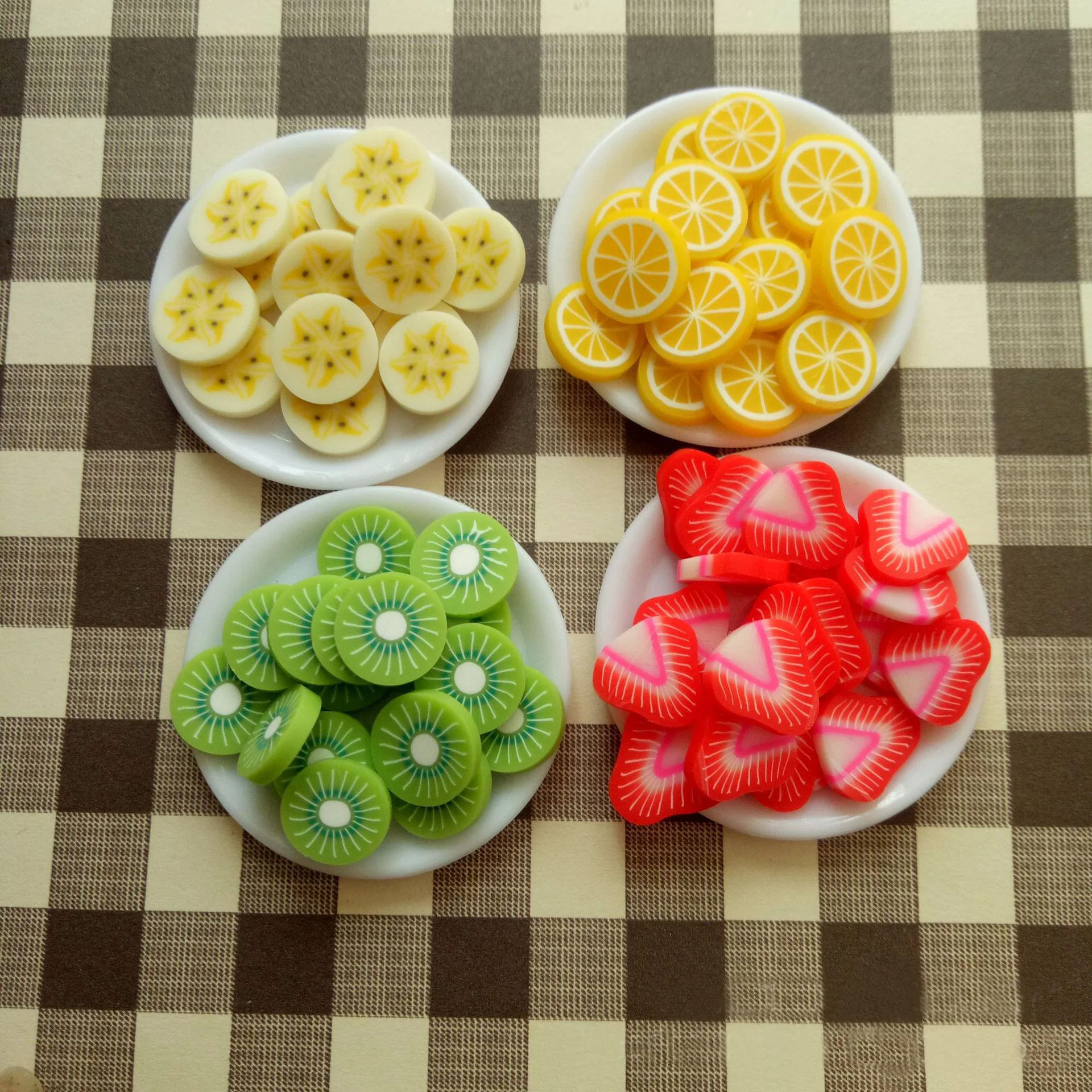 
Simulation fruit small strawberry kiwi fruit orange banana slice DIY food game accessories toys 