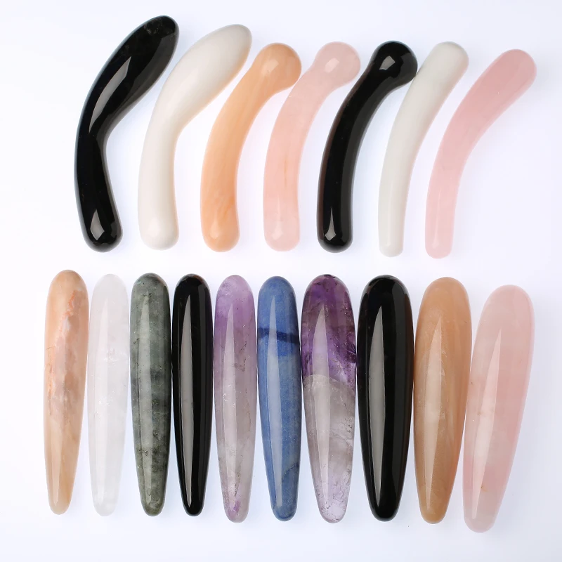 Natural  Healing Crystal  Massage Penis Gemstone Rose Quartz Dildo Crystal Yoni Wands For Women