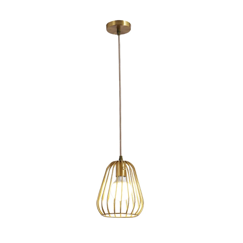 Modern minimalist creative all copper lamp body lampshade bird cage Hanging Wire Adjustable decorative lighting fixture