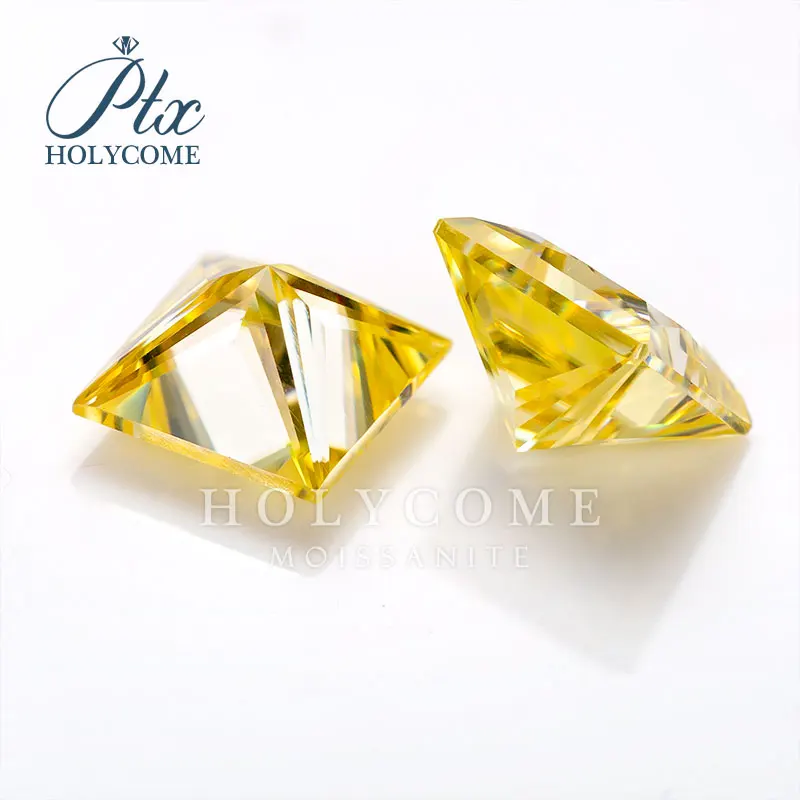 Holycome 3EX past diamond tester VVS fancy yellow diamond princess cut wholesale loose moissanite